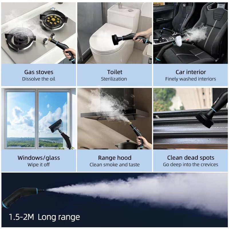 FULEADTURE Juego de limpiador a vapor de 10 piezas, 3KW, potente hidrolavadora de alta presión, adecuada para limpiar manchas de aceite y alfombras. - 8