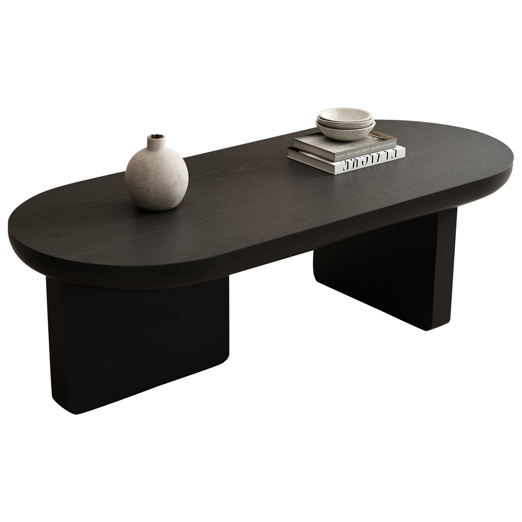 Stolik kawowy owalny, stolik pomocniczy - 119,7 x 49,8 x 35,5 cm - MDF - Czarny - 9