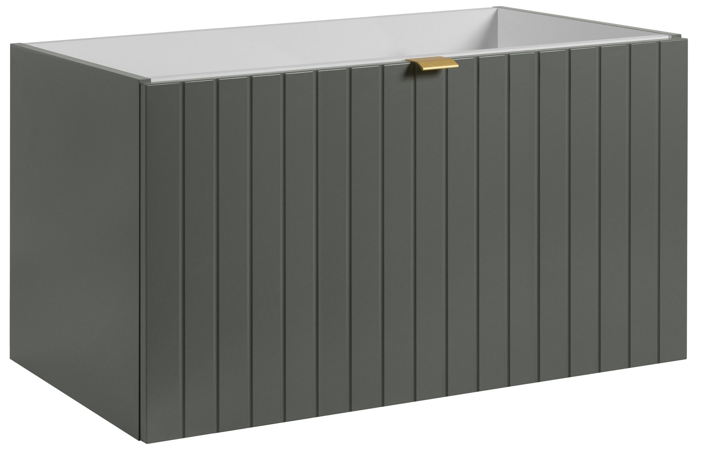 Szafka łazienkowa HARMO 80 cm zielona lakierowana frezowany front 2 szuflady