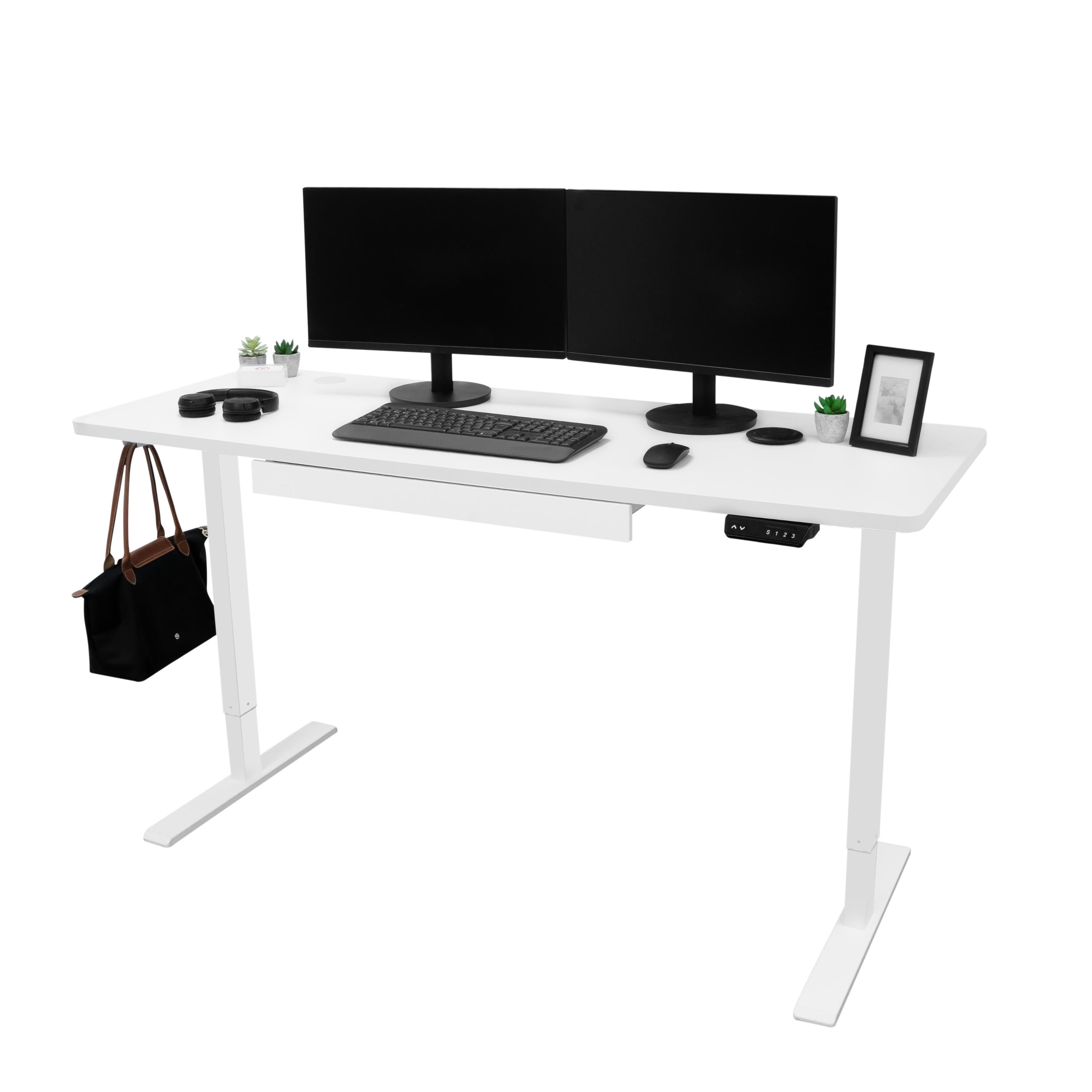 Kowo Scrivania Elettrica Regolabile In Altezza Con Cassetti E Ricarica Wireless, 120x60 Cm