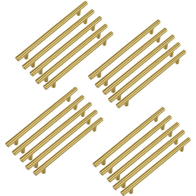 Tiradores dorados para muebles de 20 piezas, tiradores para armarios de cocina, tiradores de acero inoxidable de 128mm, tiradores de acero inoxidable