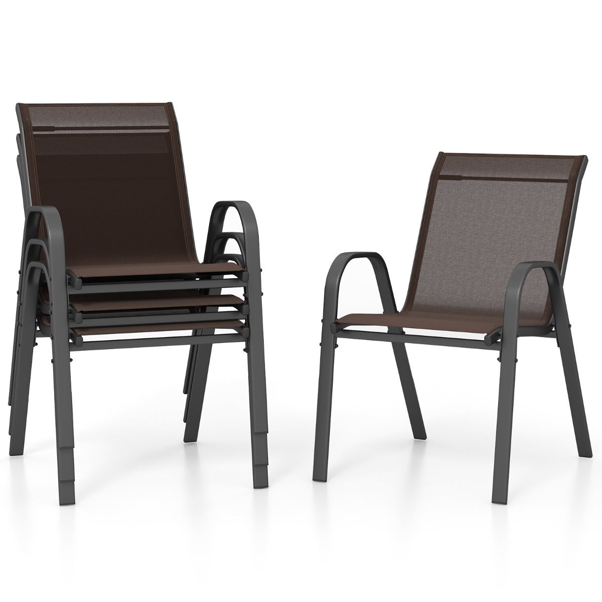 CLP Set Di 4 Sedie Benedikt In Metallo Arancione | Sedie Impilabili Design Moderno | Portata 200 Kg | Facili Da Pulire Per Cucina E Sala Da Pranzo - 5