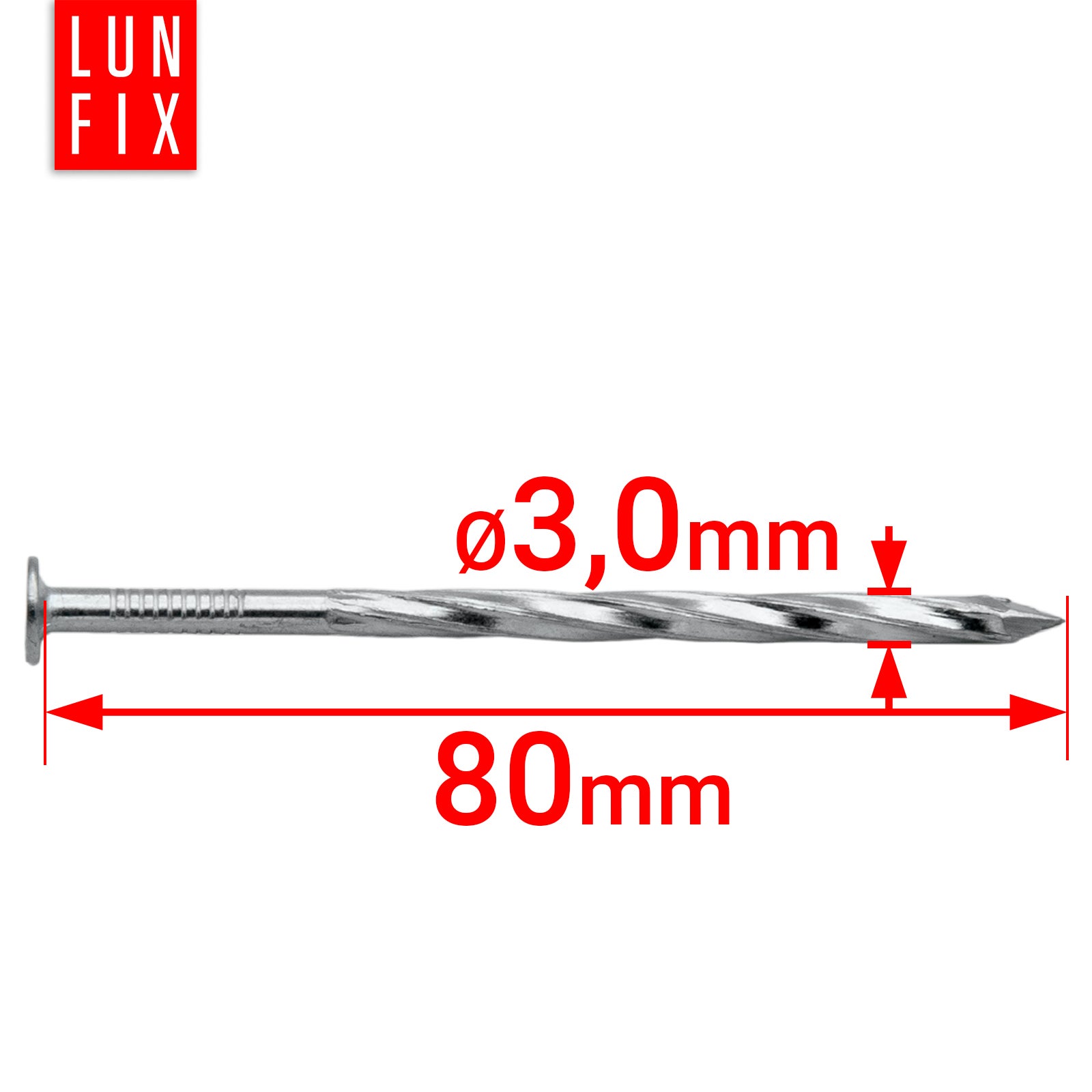 Gwoździe skręcane 3x80 mm ocynkowane 1kg ok. 214szt. - 2