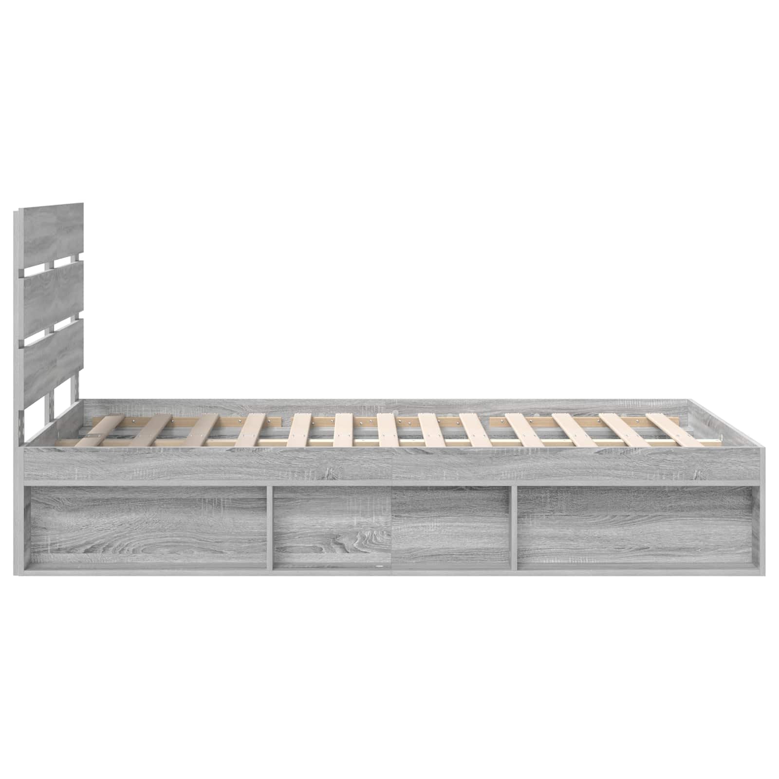 Cadre de lit en pin massif gris pour la chambre, 120 × 190 cm - 8