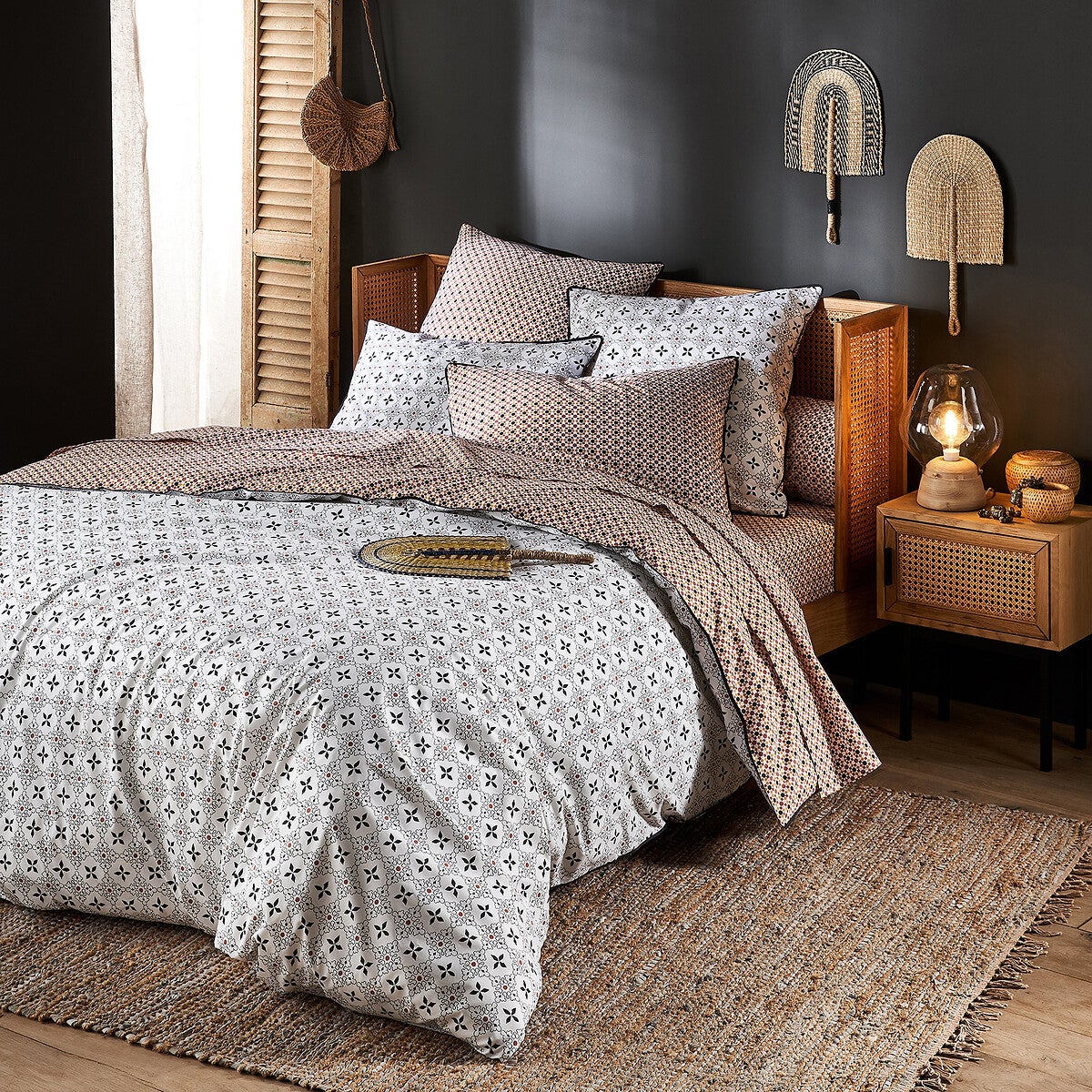Housse De Couette Gaïa 240x220 Cm Coton Imprimé - Parure De Lit Essix