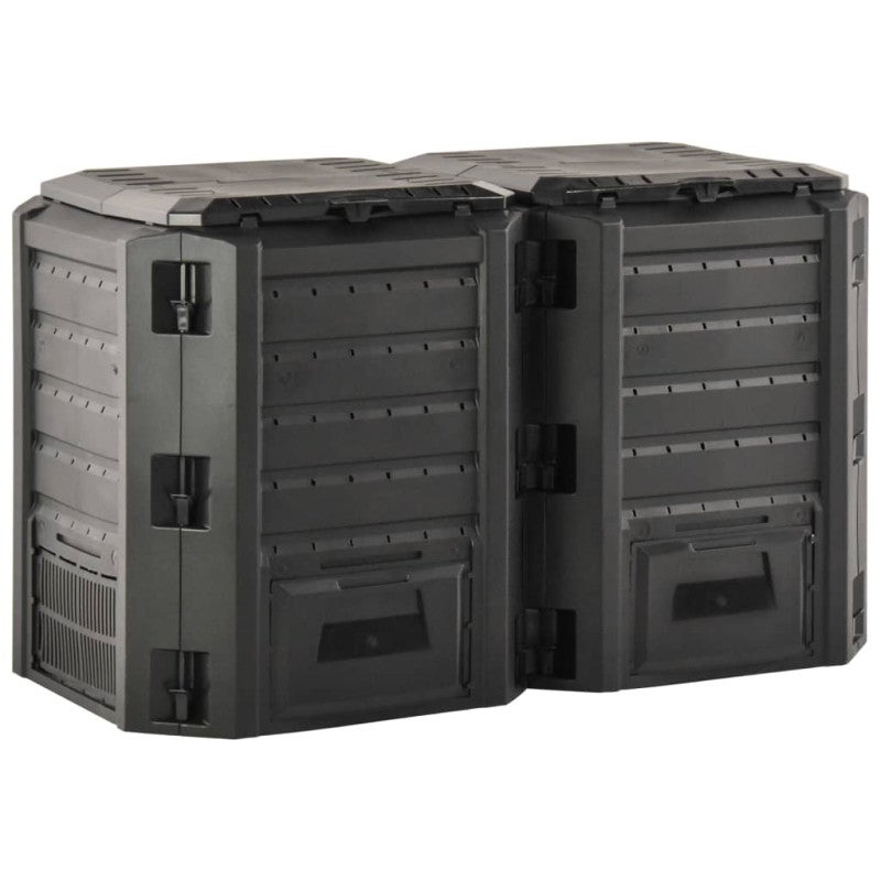 Compostiera da Giardino Nera 800 L vidaXL - 3