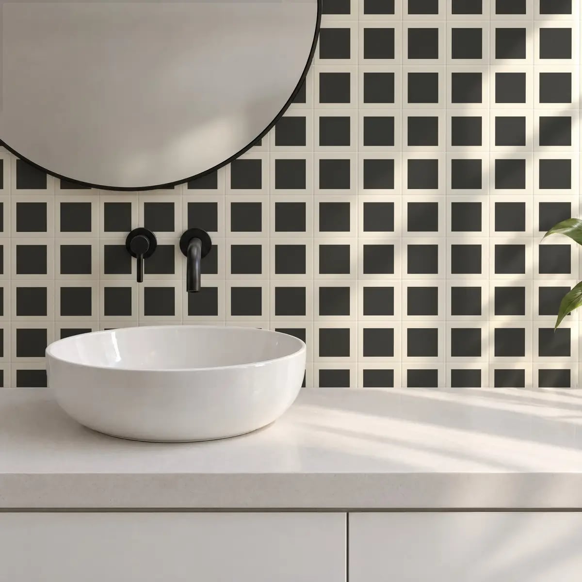 Azulejo Decorativo Crema Brillo 10x10 cm Square Gris Grafito (1 unidad ...