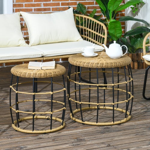 Table Pliante De Jardin BRUBAKER Lugano 60x60 Cm Poly Rotin Beige - Supporte 90kg