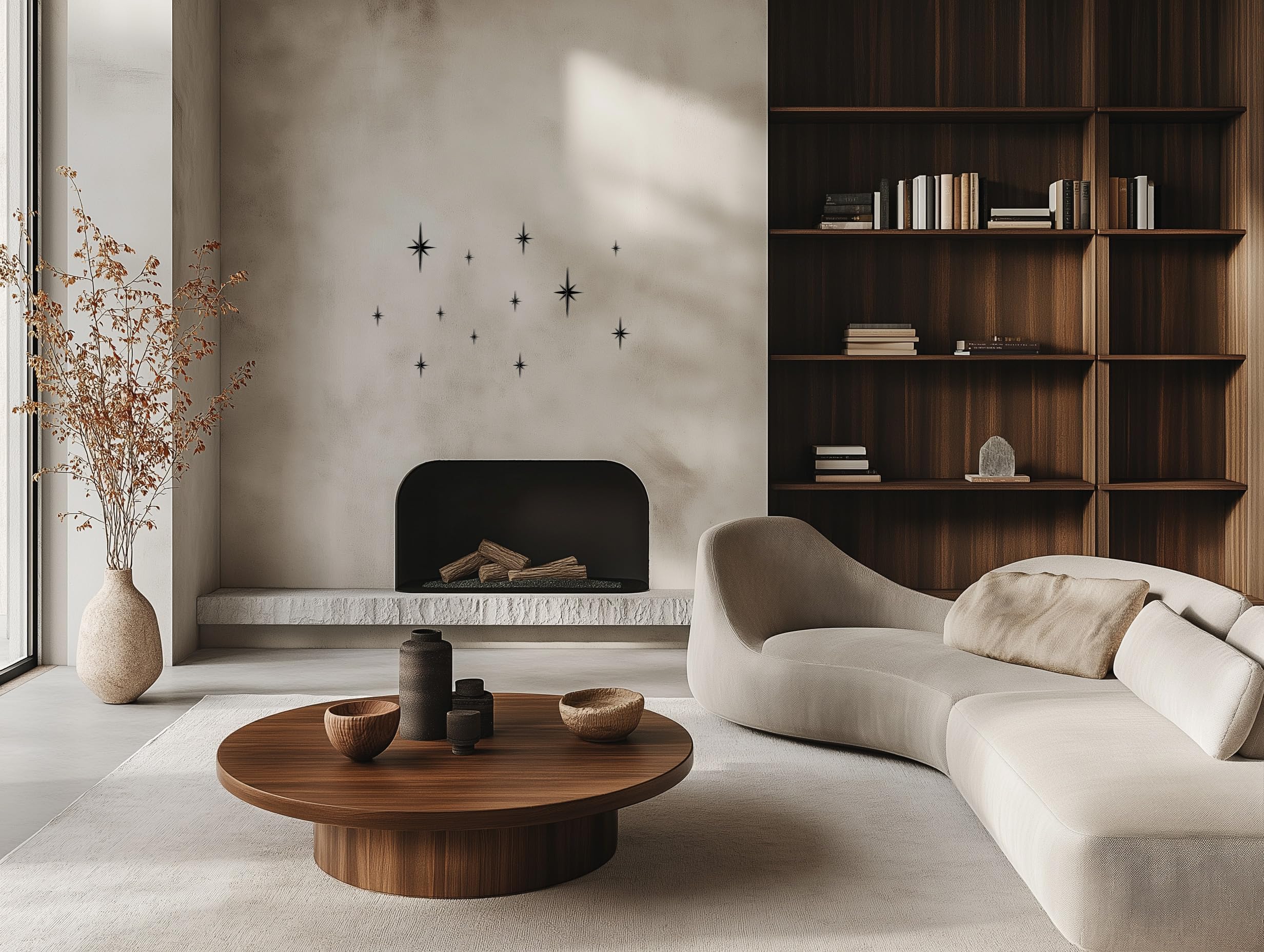 6 piezas de decoración navideña de pared con estrellas octogonales, decoración de pared de la noche estrellada, adorno navideño de estrella, negro - 6