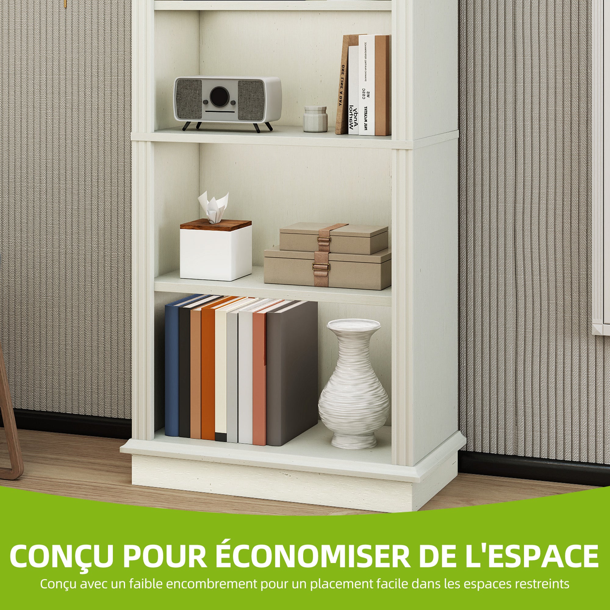 BALCONERA Bibliothèque à 4 Niveaux, Meuble de Rangement Cadre en Acier, pour Salon, Bureau,Chambre 60 x 40 x 140 cm - 6