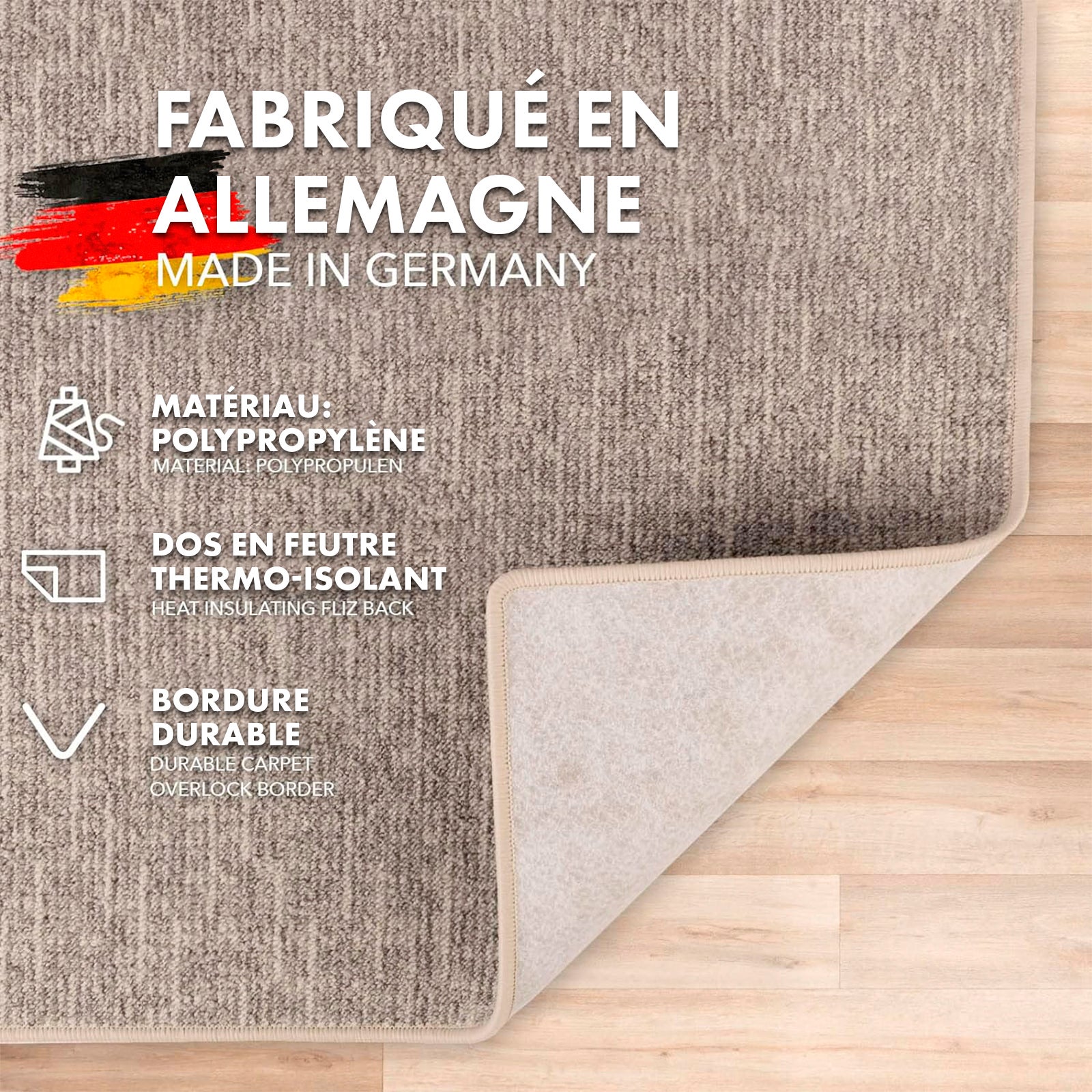 Tapis pour espaces de vie Alto, bouclé plat, Gris, 80 x 600 - 3