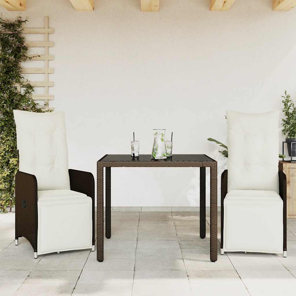 3-cz. zestaw ogrodowych mebli bistro, brązowy, polirattan vidaXL