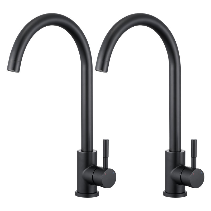 LOVHAUS Zestaw 2 Krany Kuchenne Czarny Ze Stali Nierdzewnej, Obrotowy 360°, Wysoki Wylew Wysokie Ciśnienie