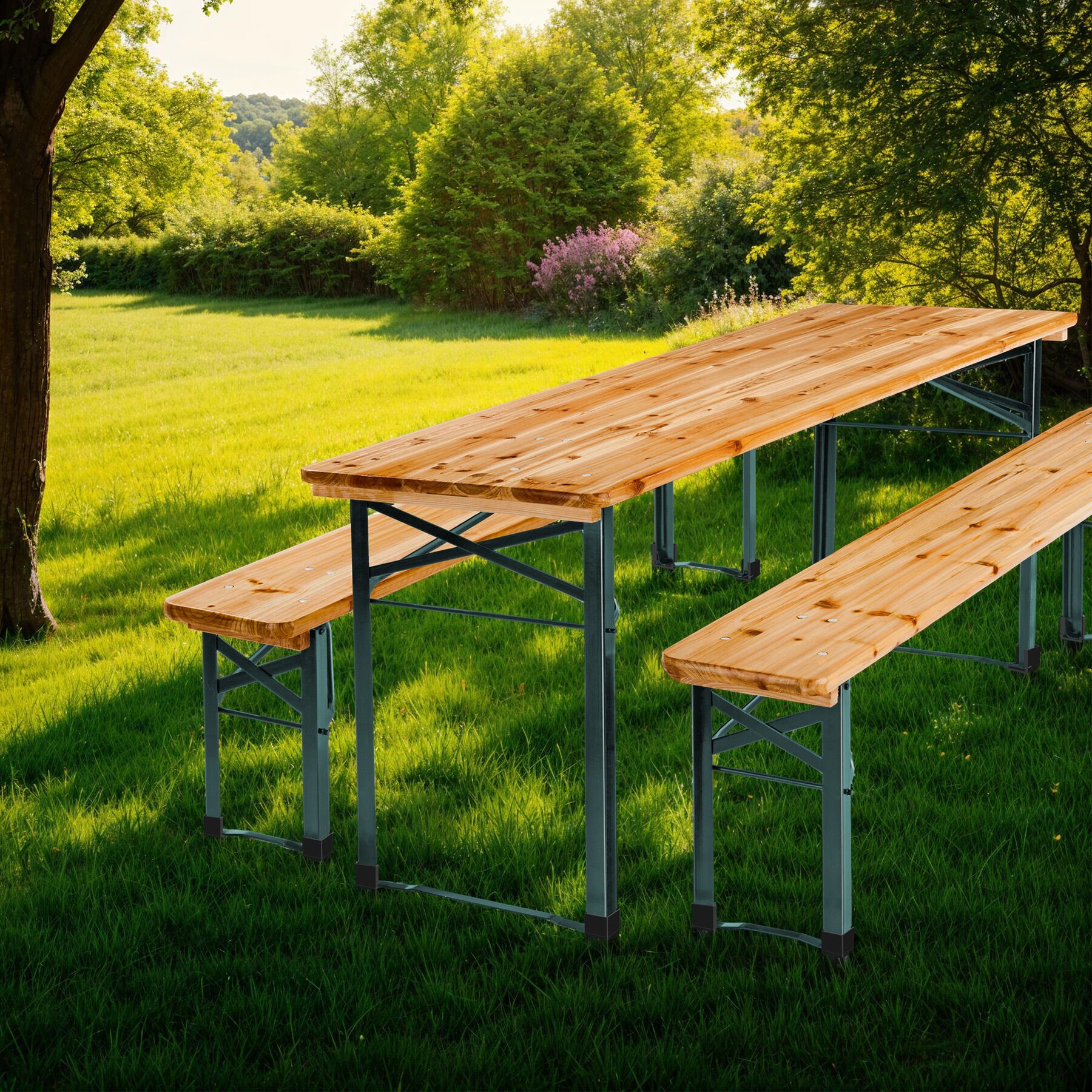 TECTAKE Conjunto de mesa e bancos 3 peças, dobrável - 3