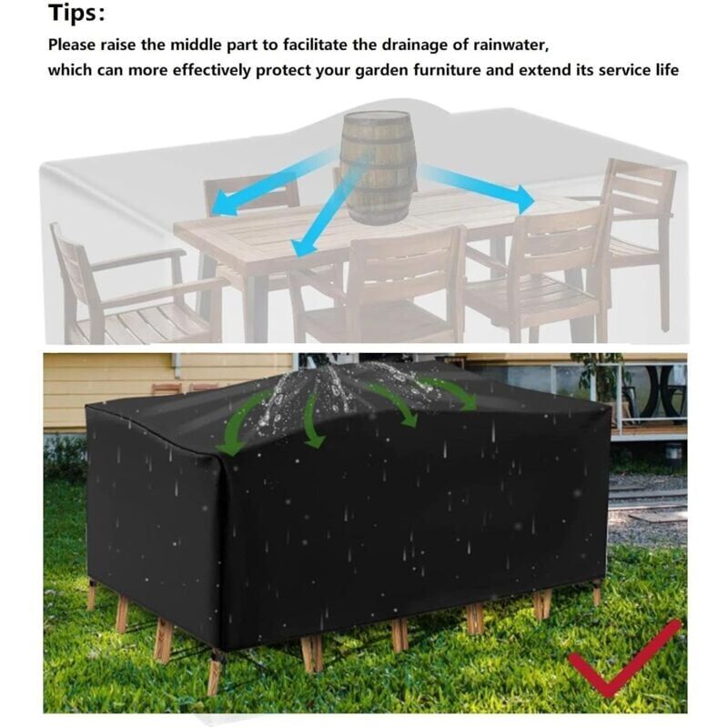 Housse Salon de Jardin 210x110x70cm Housse de Protection pour Meubles de Jardin, 210D Oxford Tissu Housse Table de Jardin Imperméable Bache Salon - 5