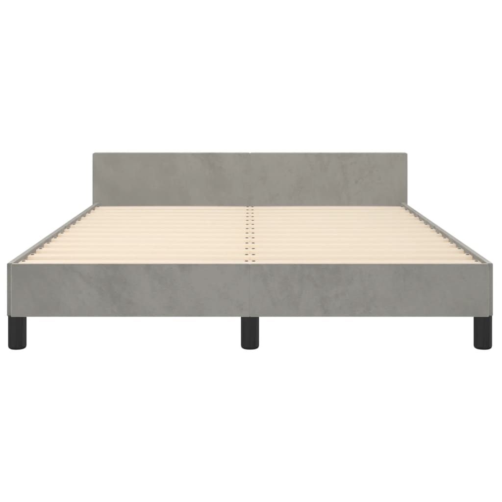 Cadre de lit sans matelas en velours gris clair pour la chambre, 140 × 200 cm - 6