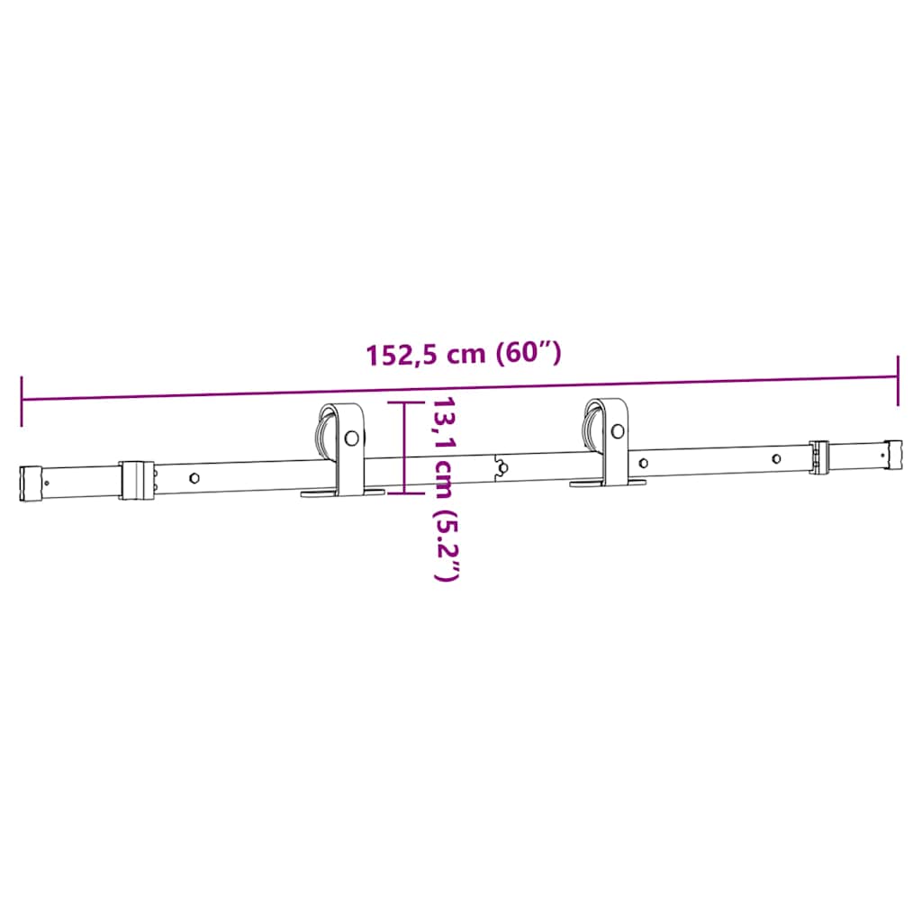 Kit de herrajes para puertas correderas acero negro 152,5 cm vidaXL - 3
