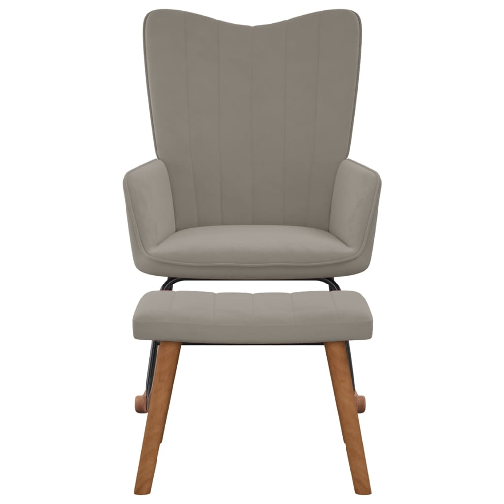 Chaise à bascule | Fauteuil à bascule | Fauteuil de relaxation avec repose-pied Gris clair Velours358866 - 2
