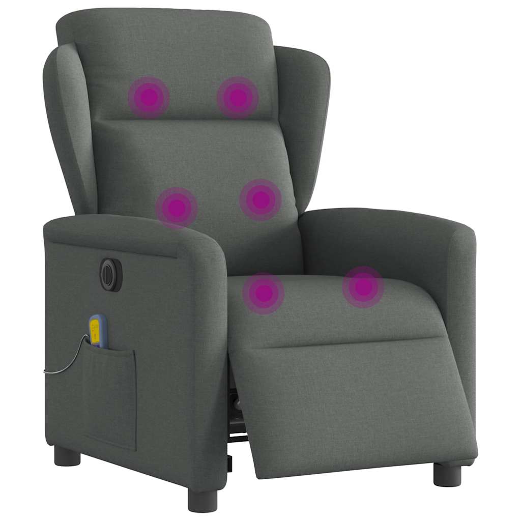 Fauteuil inclinable de massage | Fauteuil de relaxation | Chaise de relaxation électrique gris foncé tissu CFW675074 - 3