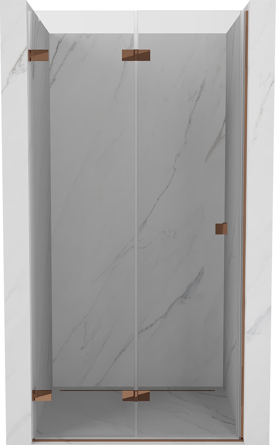 Mexen Lunar-F drzwi prysznicowe składane lewe 65 cm, transparent, różowe złoto - 836-065-000-60-00-L