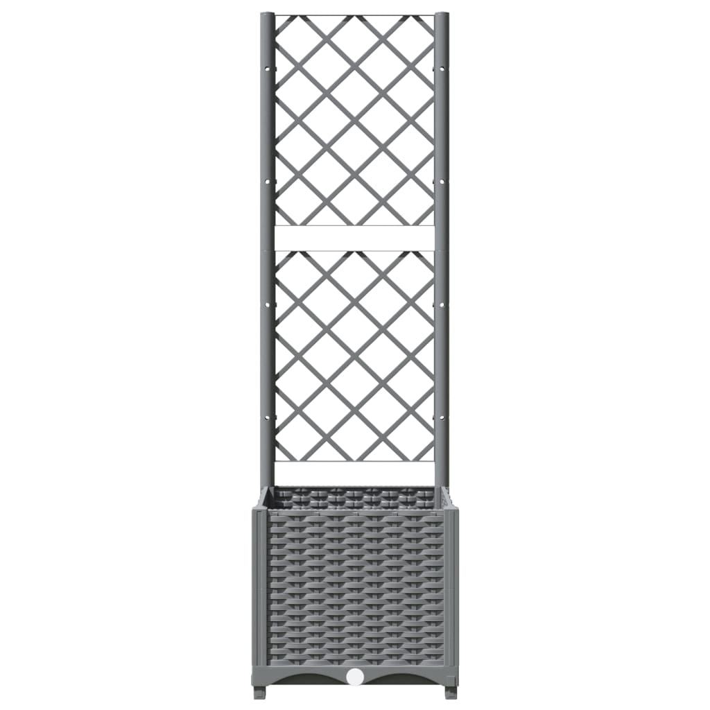 Maison Exclusive - Vaso/floreira jardim c/ treliça 40x40x136 cm PP cinzento-claro - 4