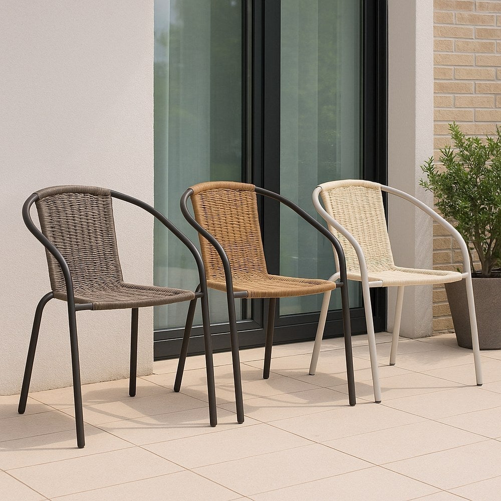 Set di 4 sedie color rattan a curiosità beige 2 toni 52x61x72 cm MONTY - 4
