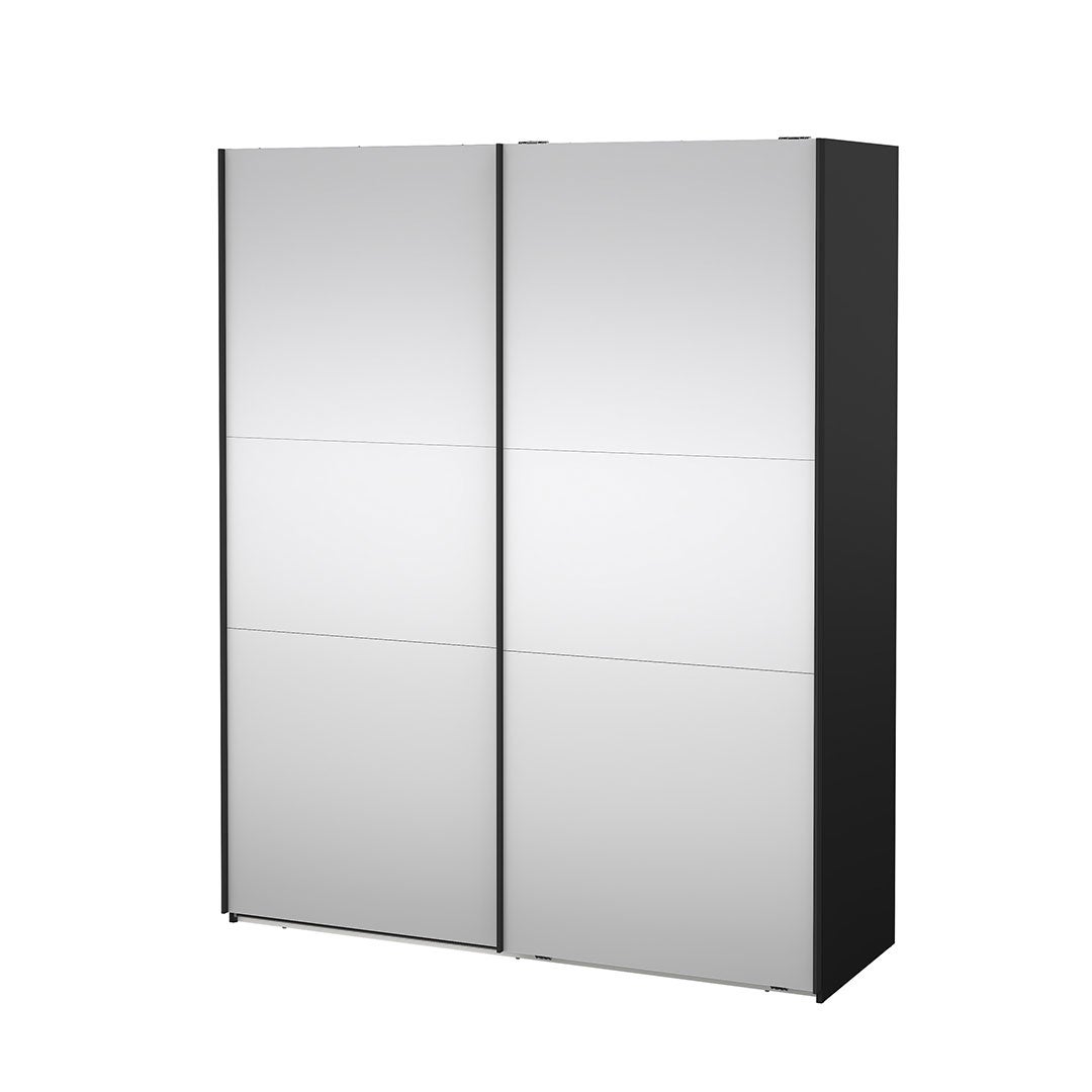 Como szafa przesuwna 2 drzwi z lustrem 180x220cm matowy czarny.