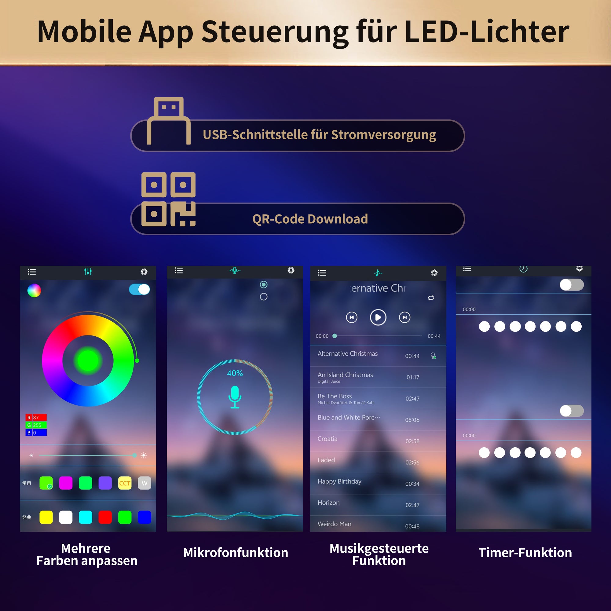 Buffet de cuisine avec 4 portes et 3 tiroirs - 115 x 40 x 180 cm - LEDs - MDF - Noir + naturel - 7