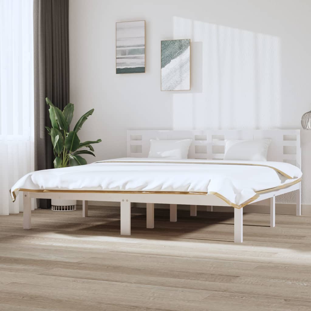 Estructura de cama Blanco Madera maciza de pino 200x200 cm Leroy