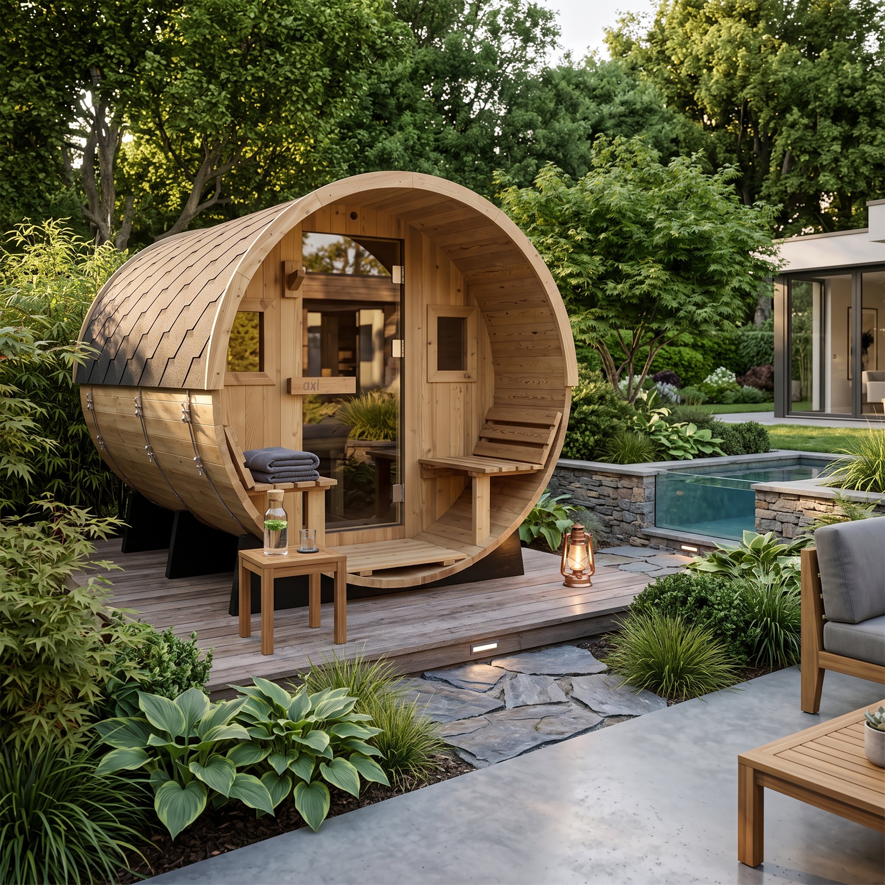 AXI Barrel Sauna d'extérieur | Traditionnel en forme de tonneau ...