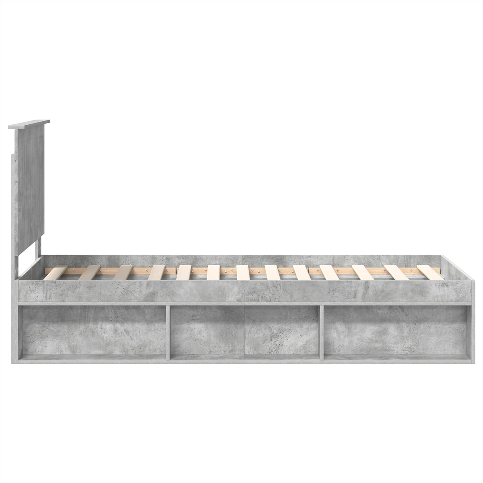 Cadre de lit gris béton 75 x 190 cm, bois de pin massif - 8