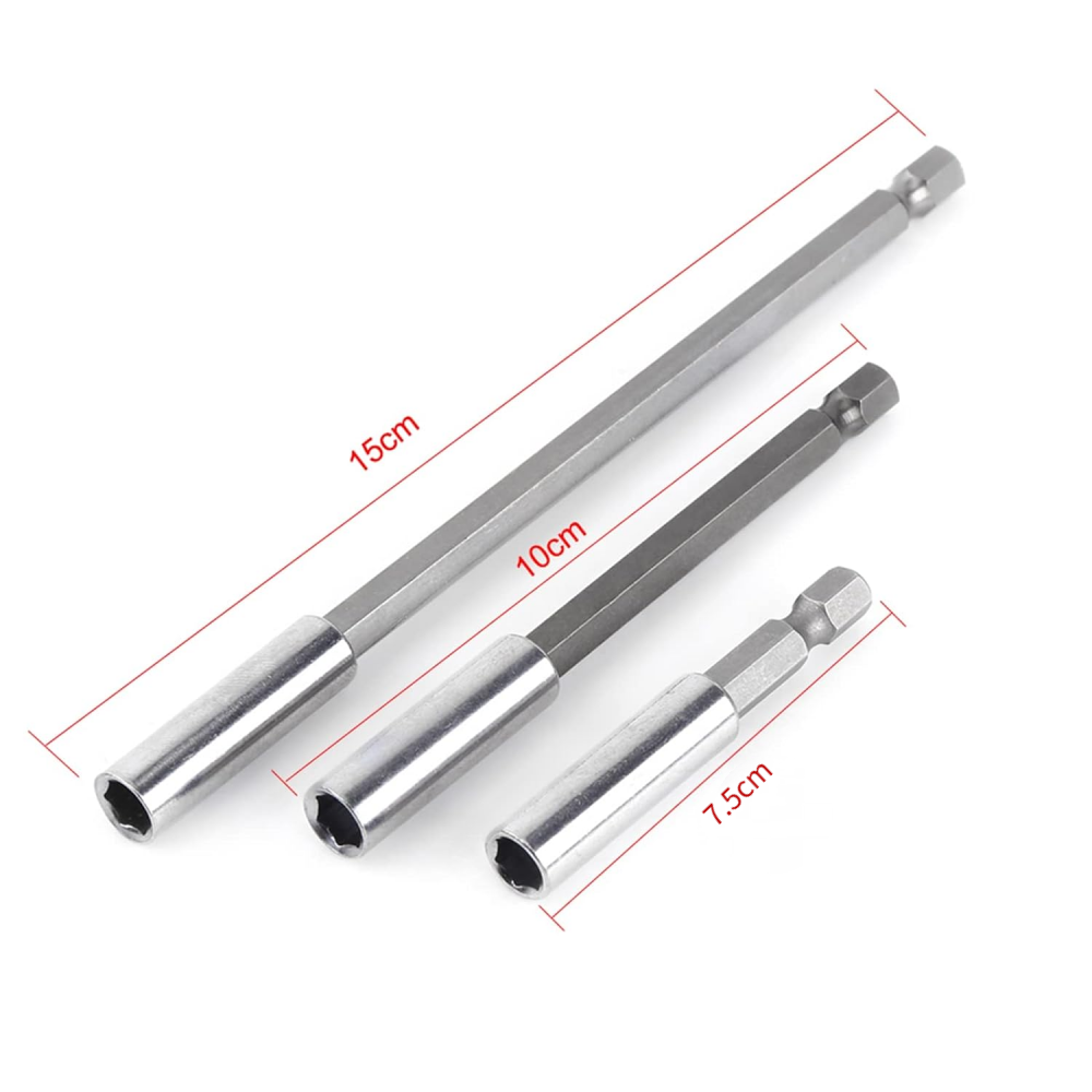 Porte Embouts Magnétique Extension de Vissage Tournevis Tige Hexagonal 75mm 100mm 150mm Rallonge Embout Visseuse（3Pcs 1/4