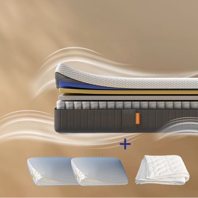 EMMA | Pack Matelas Hybride II Plus 160x200 + Oreiller Nuage Elite + Couette | Mémoire de Forme + Ressorts | Housse Plus Respirante