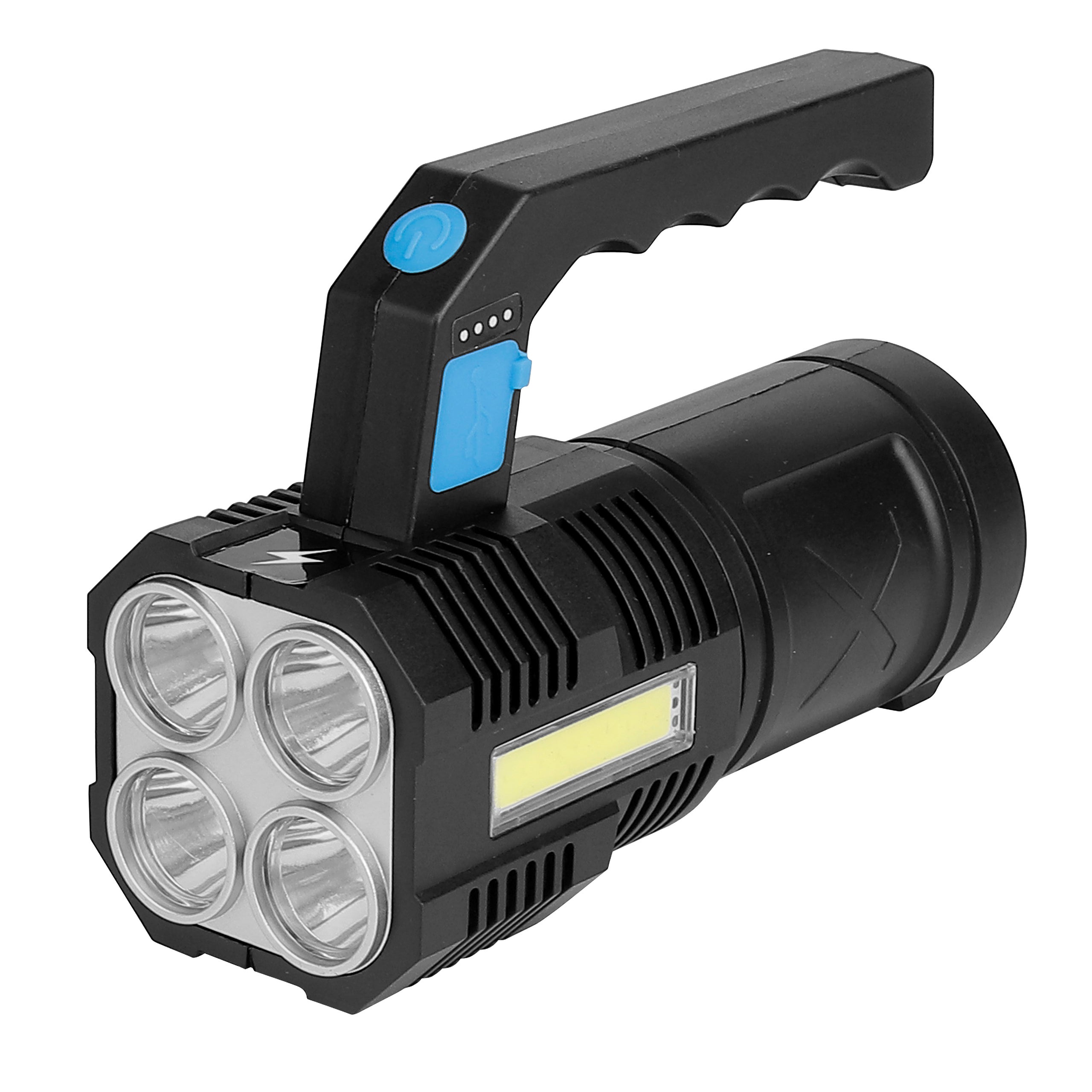 Latarka LED 2W + 3W 18.5cm IPX2 6000K zimna biel akumulatorowa taktyczna czarna MasterLED