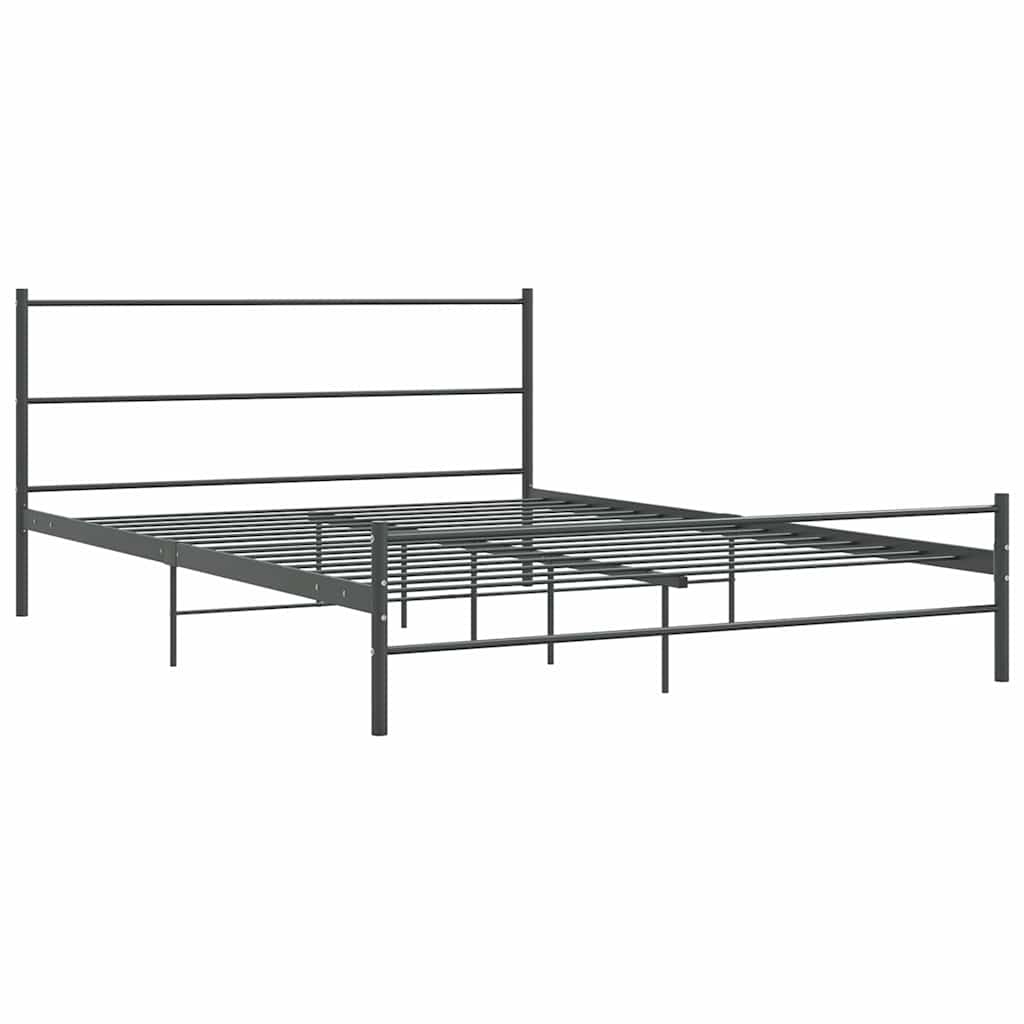 Łóżko Metalowe Szare Rama Łóżka Ze Stelażem Do Pokoju Sypialni 140 x 200 cm