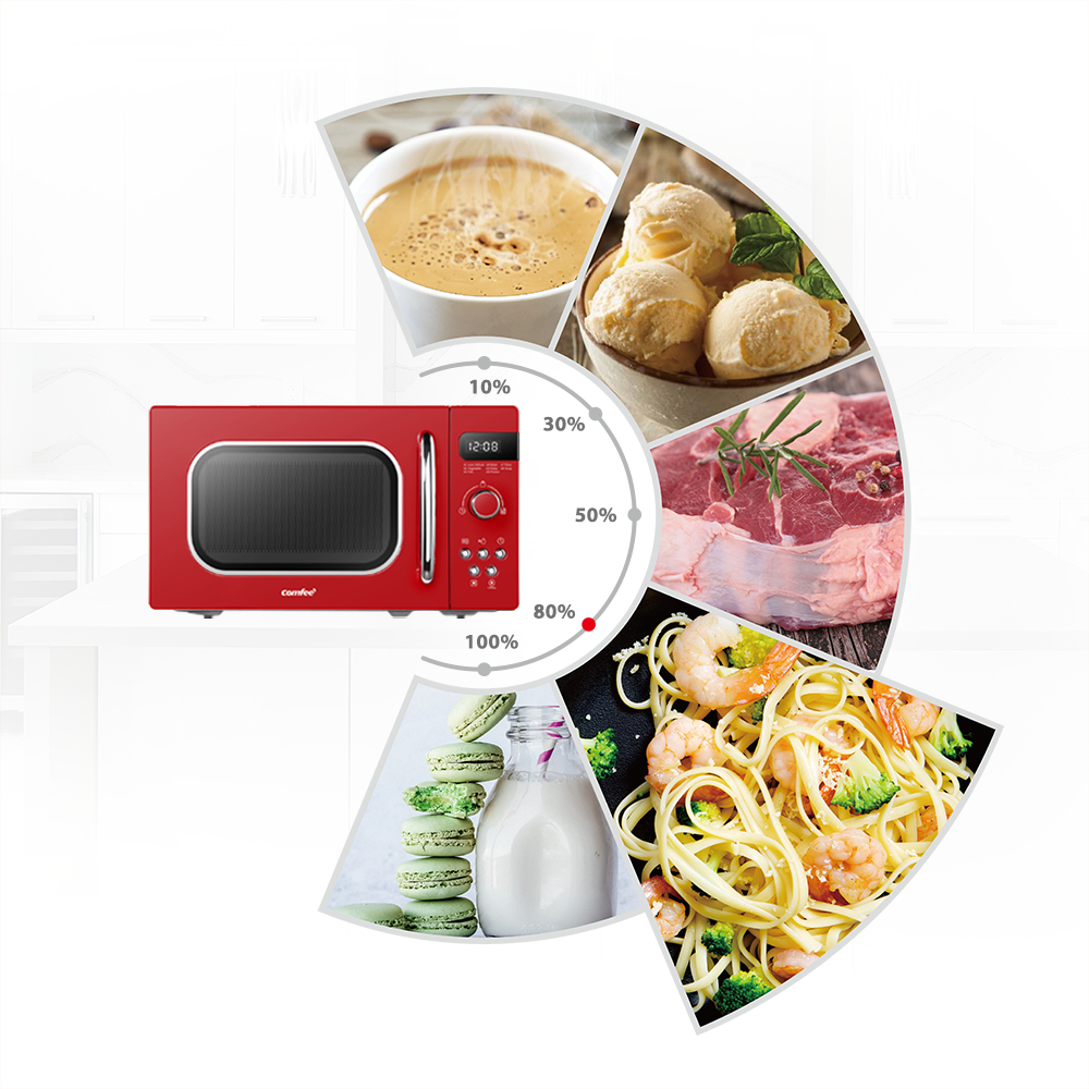 Micro-ondes rétro de 20L - COMFEE CMSRO 20 di rd - 800W - Rouge - 8