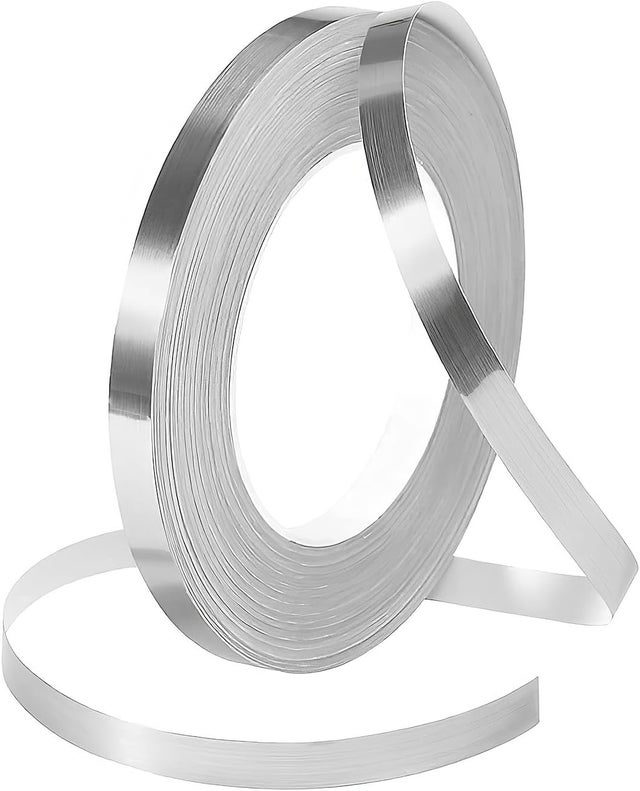 Bande Décorative argenté 50M en Inox Garniture de Moulage Métallisée Finition Effet Miroir Métallisé Peel and Stick Moulure Flexible Auto-Adhésive