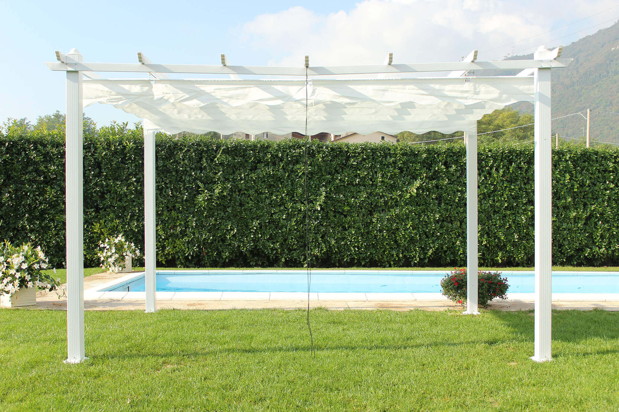 Gazebo pergola da esterno 3x4 mt in alluminio con telo in poliestere Good Summer - White - 5