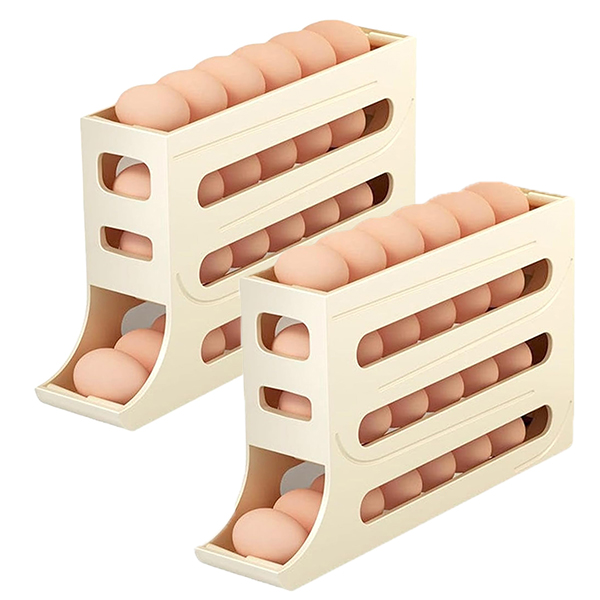 Rack per uova a quattro strati da 2 pezzo, organizer per uova per frigorifero con rotolamento automatico, dispenser per uova per frigorifero | Leroy Merlin
