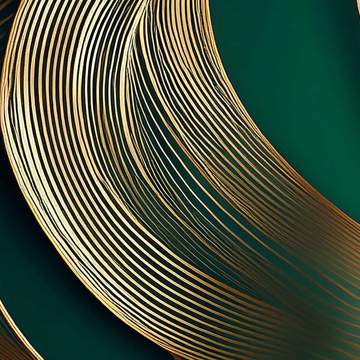 Tableau lignes dorées émeraude - 40x60cm - 4