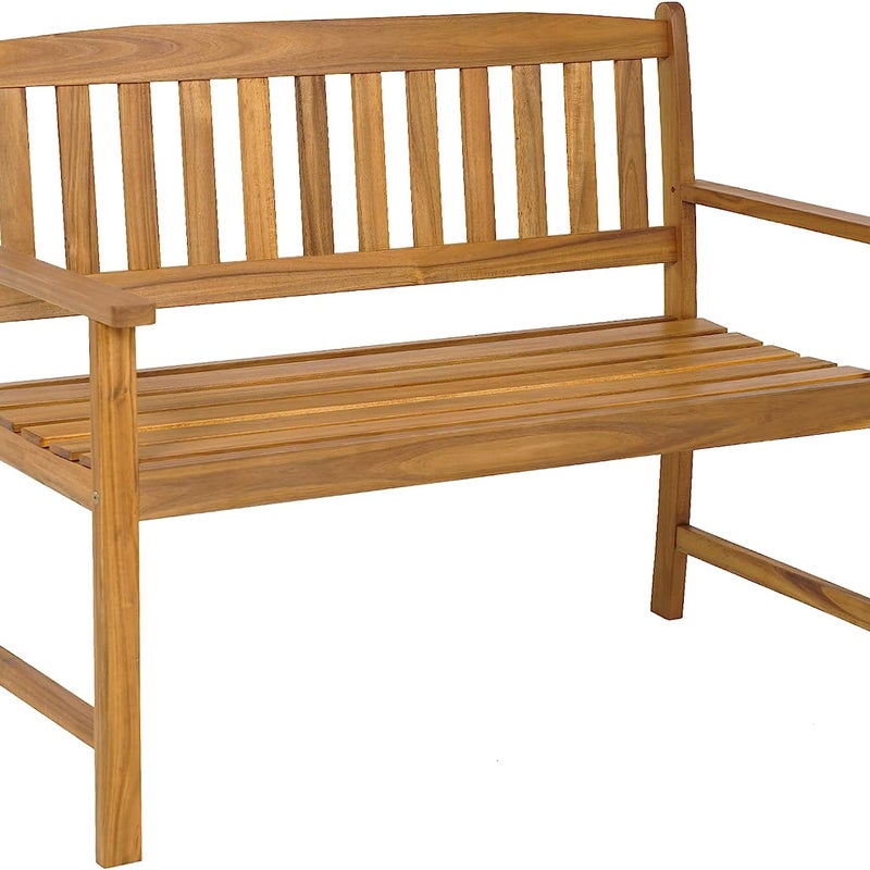 Ławka ogrodowa z drewna akacjowego, masywna ławka drewniana, obciążenie do 360 kg, 2-osobowa, ławka tarasowa, parkowa na taras, balkon, do ogrodu