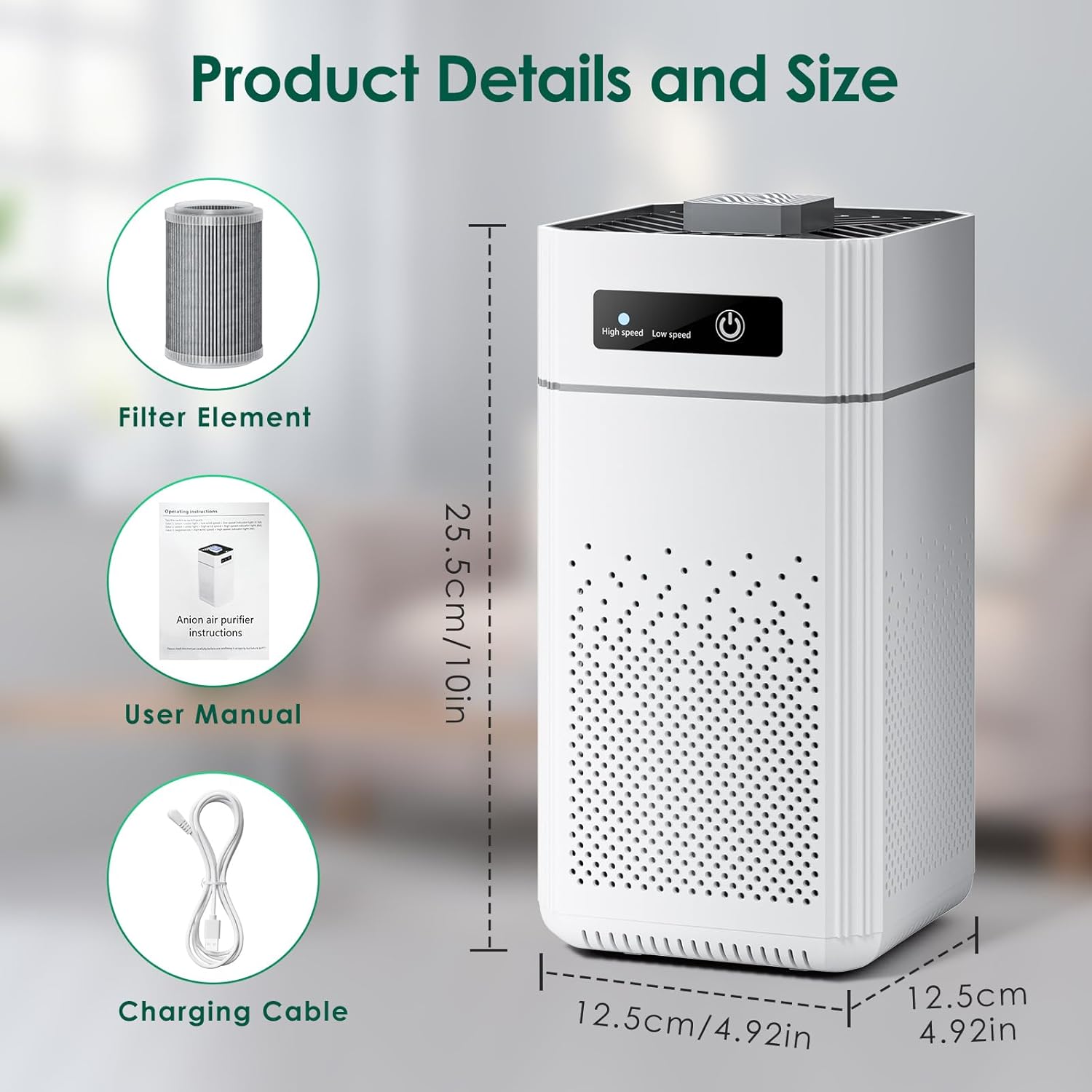 Purificatore d'aria per camera da letto, casa, silenzioso, con filtro HEPA, ideale per allergie, polvere, peli di animali, odori, fumo. - 2