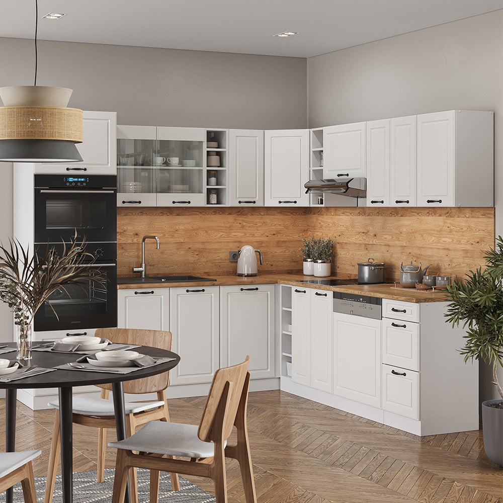 Vicco Cuisine en angle R-Line, Blanc campagne/Blanc, 247 x 237 cm, PT Chêne - 6