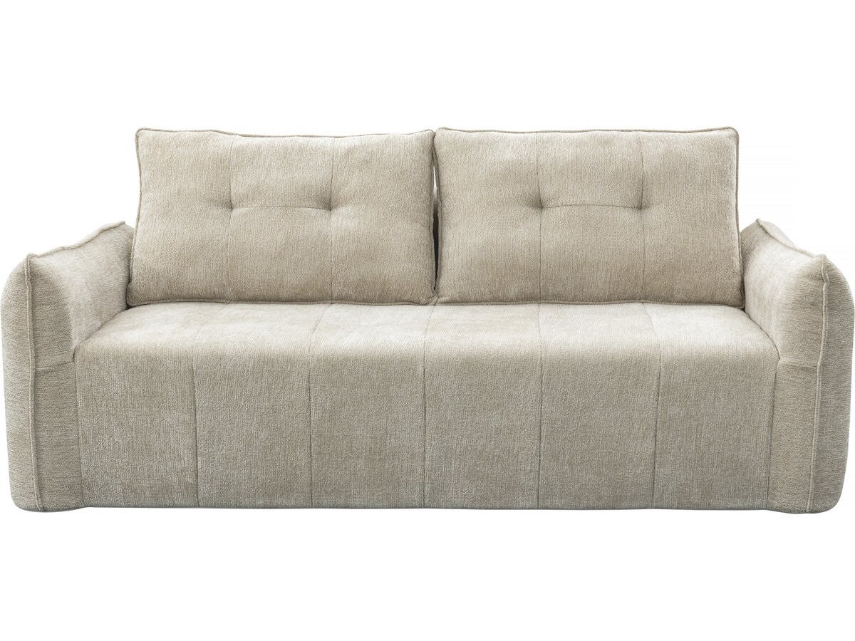 Prosta sofa w tkaninie "Silvano" o fakturze, 3-osobowa, beżowa