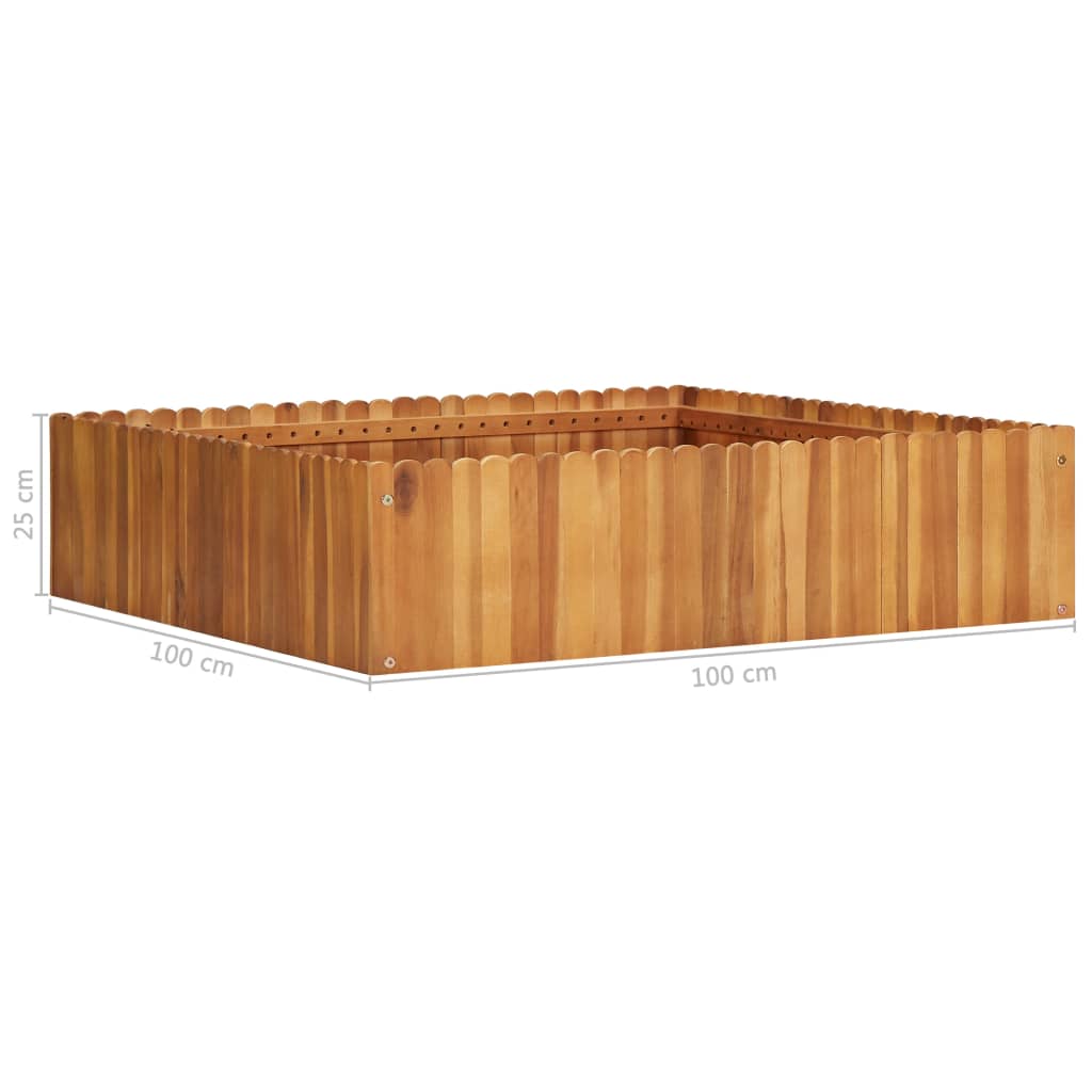 Fioriera aiuola rialzata piante fiori giardino 100 x 100 x 25 cm legno massello di acacia 02_0000968 - 5