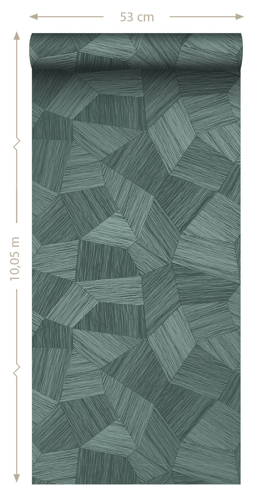 Papel de parede não tecido de textura ecológica gráfico 3D verde petróleo - 53 cm x 10.05 m - Origin Wallcoverings - 9