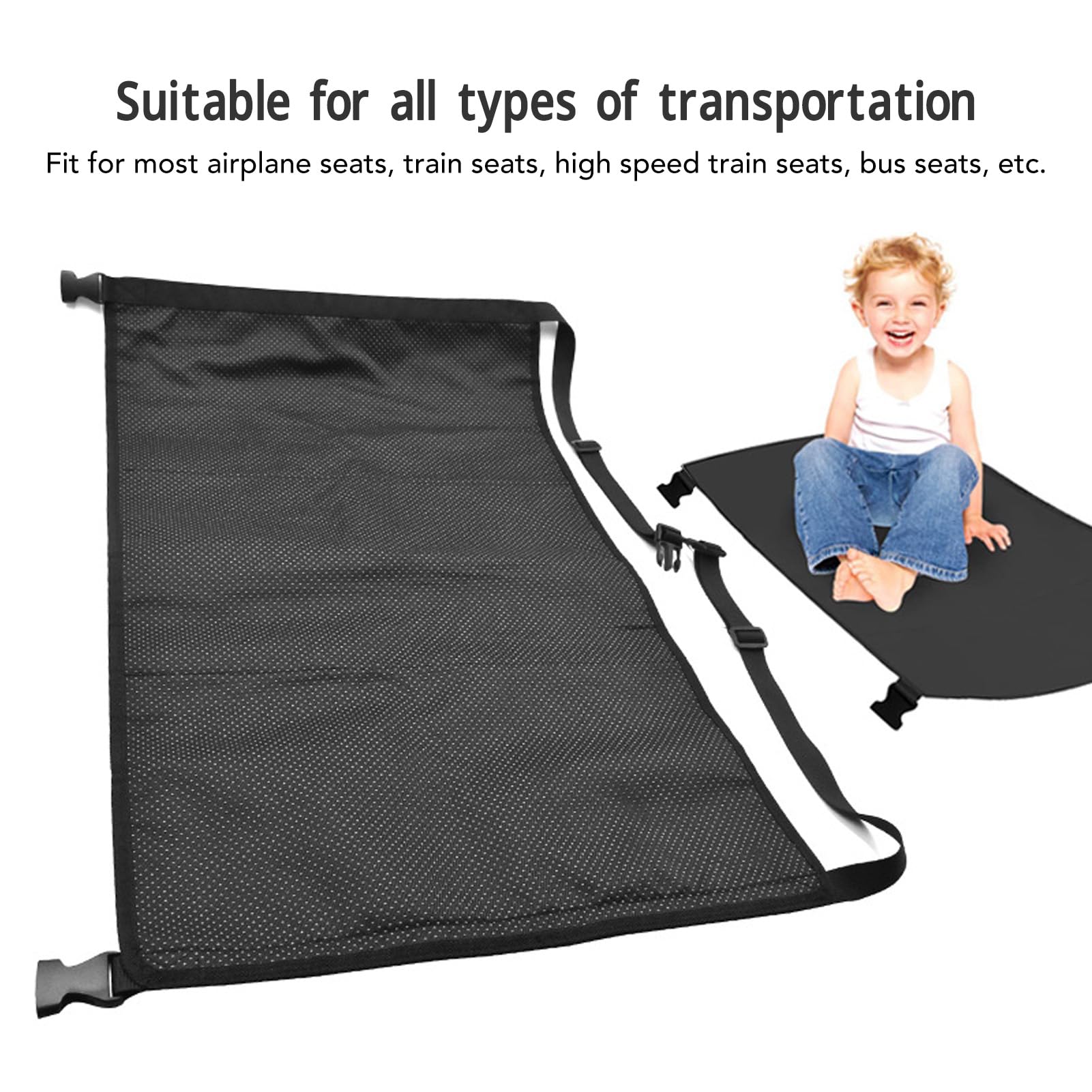 Rallonge de siège d'avion pour enfants, hamac portable et pliable pour repose-pieds d'avion pour tout-petits, soulage l'inconfort lors de longs voyage - 5
