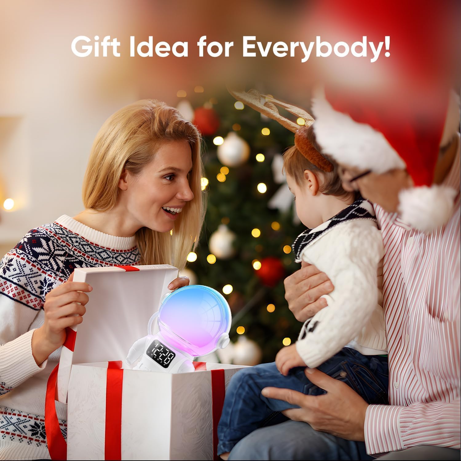 Réveil Enfant, Lampe de Réveil avec 7 Sonneries, 21 Sons Apaisants et Minuterie, Réveil Lumineux Enceinte Bluetooth, Lampe de Chevet Multicolore - 8