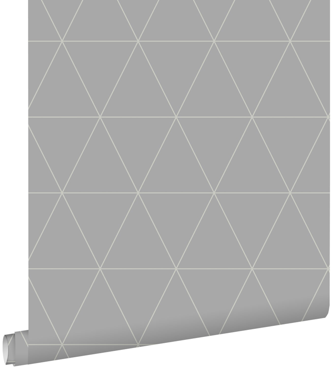 Tapeta trójkąty graficzne ciepłej szarości - 50 x 900 cm - ESTAHOME