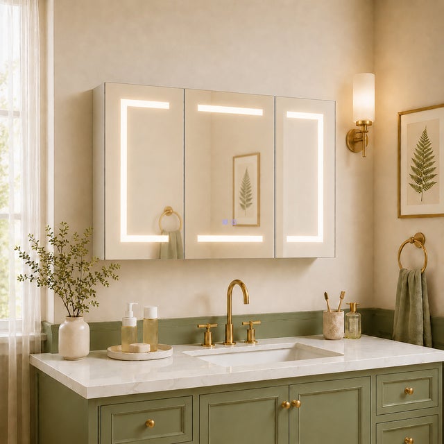 Meuble à Miroir 100x60x13.5cm, Armoire Murale Salle de Bain avec Miroir, Lumière Réglable, Étagères Réglables, Anti-Buée Automatique